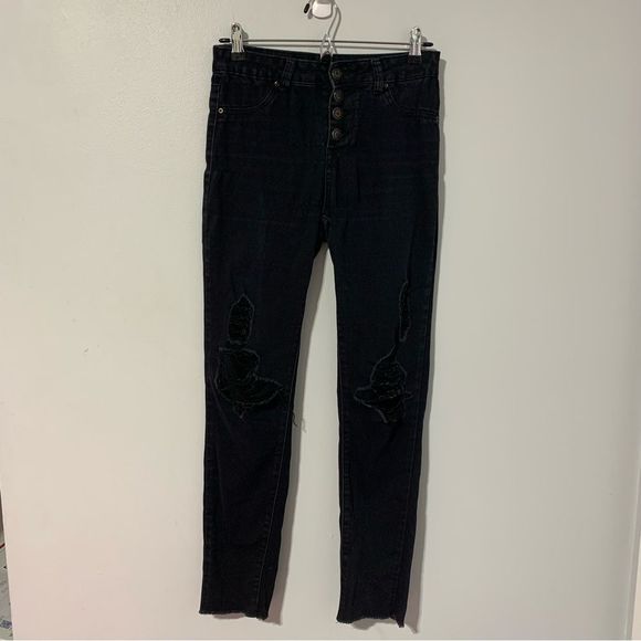 Blue notes black distressed skinny jeans size 26 - Picture 1 of 9